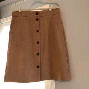 J. Crew Camel Wool Skirt, Size 12